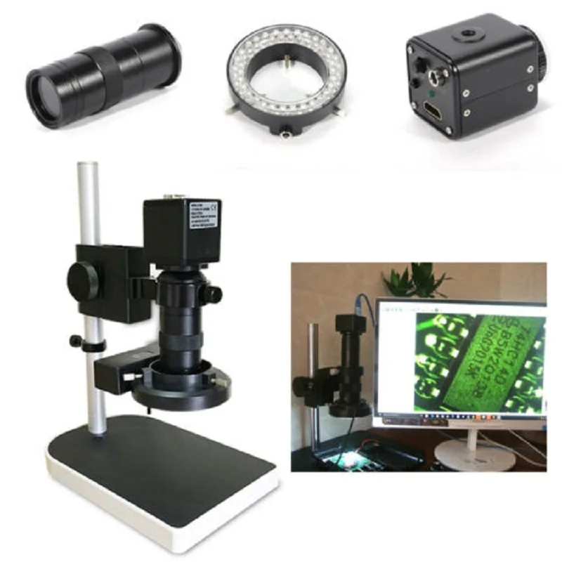 16MP 180X 60FPS HDMI Industry Microscope Camera Stand Measurement Industry Digital Zoom Video Camera Set 1/3 