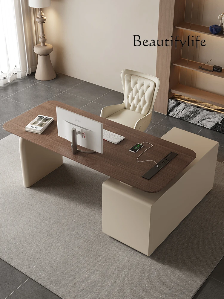 Retro Cream Style Minimalist Modern Study Office Computer Desk Consultation Corner Desk