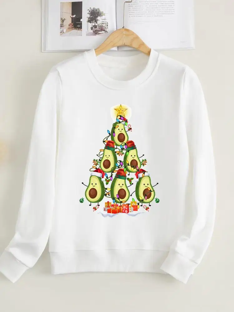 

Spring Winter Pullovers Avocado Trend Cute Women Fleece Clothing New Year Fashion Christmas Print Female Graphic Sweatshirts