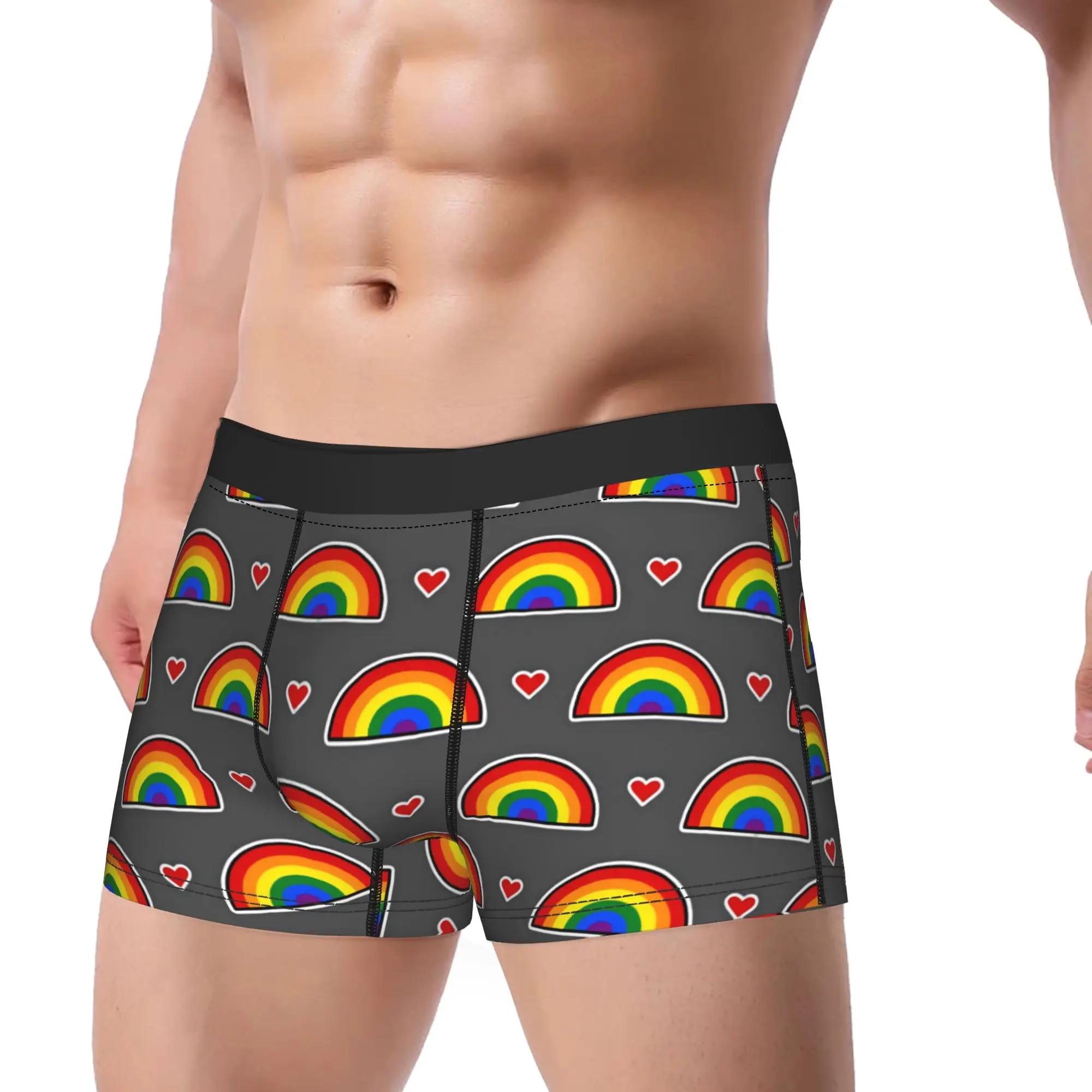 Pride month rainbow seamless pattern Underwear  Design Boxershorts High Quality Men's Underpants Breathable Shorts Briefs Gift