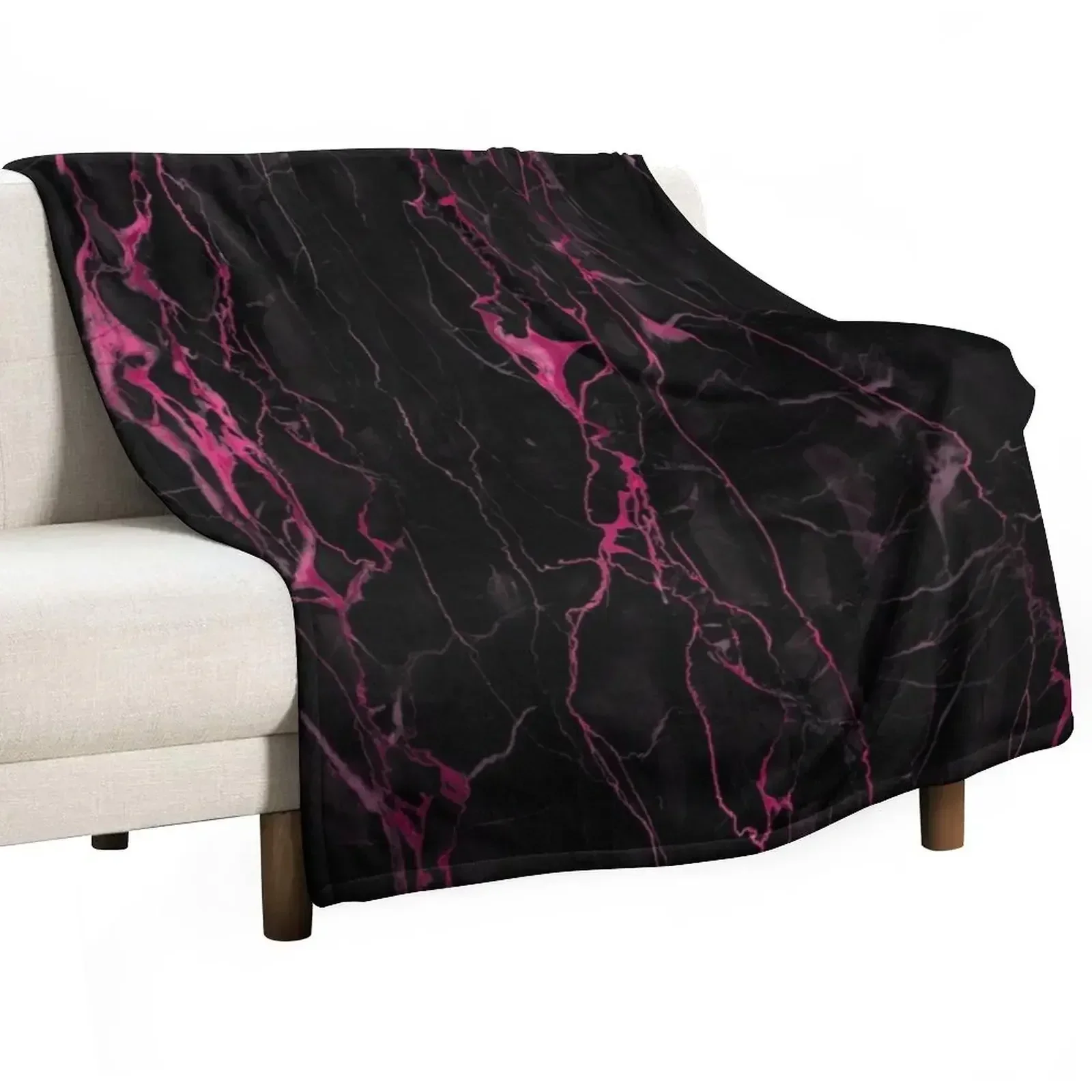 

Black And Pink Marble Wallpaper Texture Background Throw Blanket Tourist christmas decoration for babies Camping Blankets