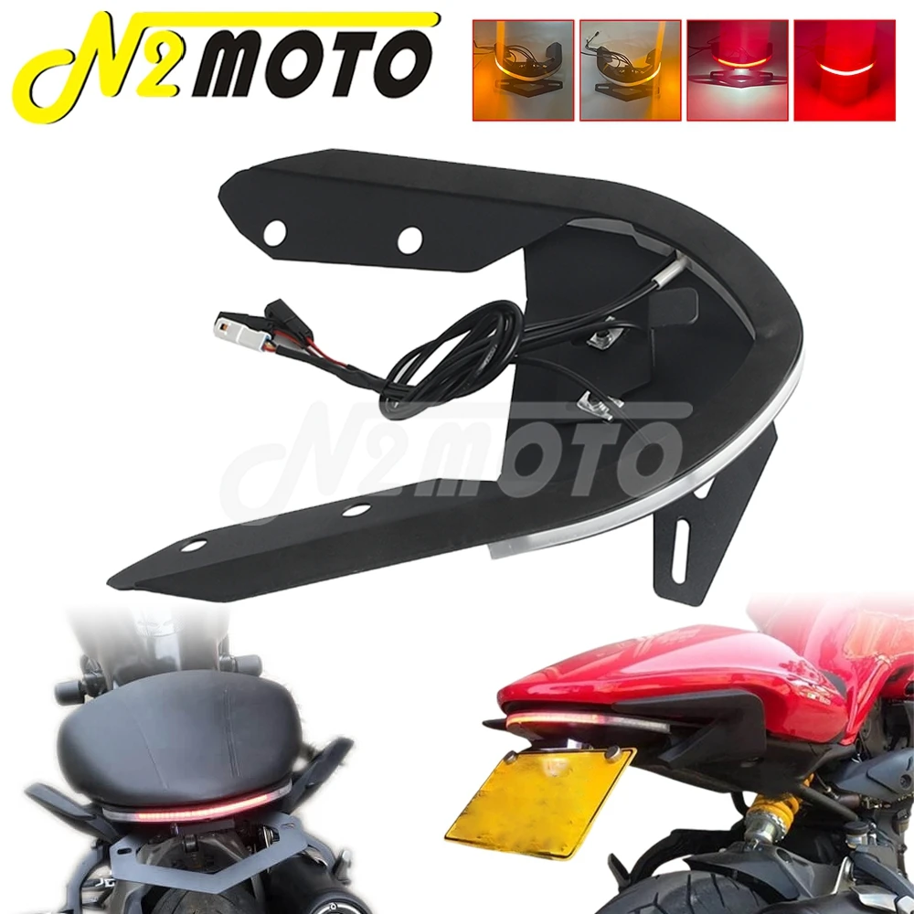 

Motorcycle Tail Brake Turn Signal Light Number Plate Bracket Fender Eliminator Kit For Ducati Monster 821 15-17 1200 1200S 14-16