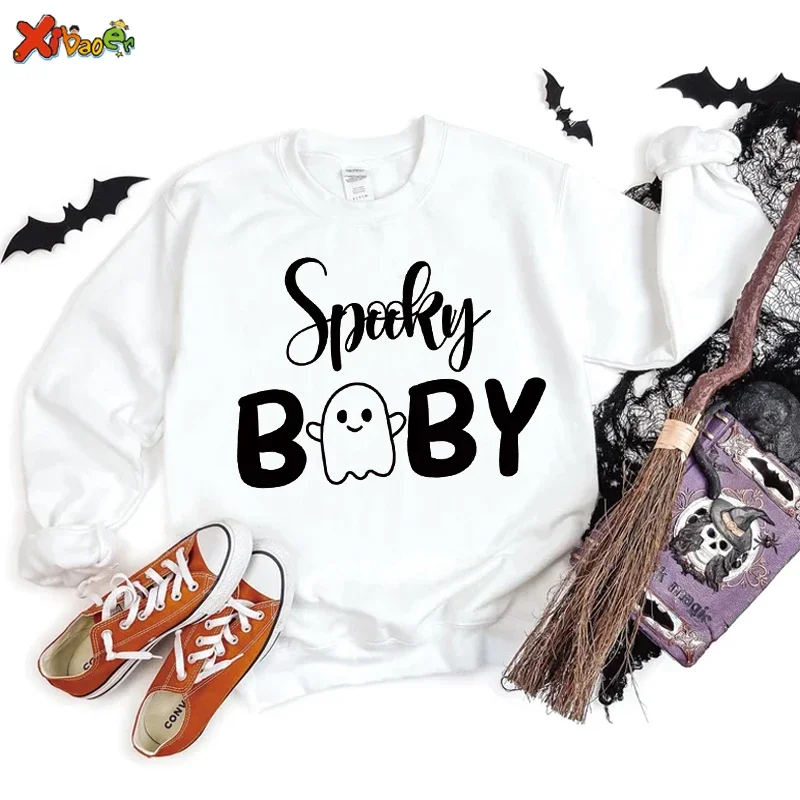 

Halloween Sweatshirt Kids White Sweatshirts Women Fashion Warm Long Sleeve Loose Comfortable Pullover Black Girl Top Halloween