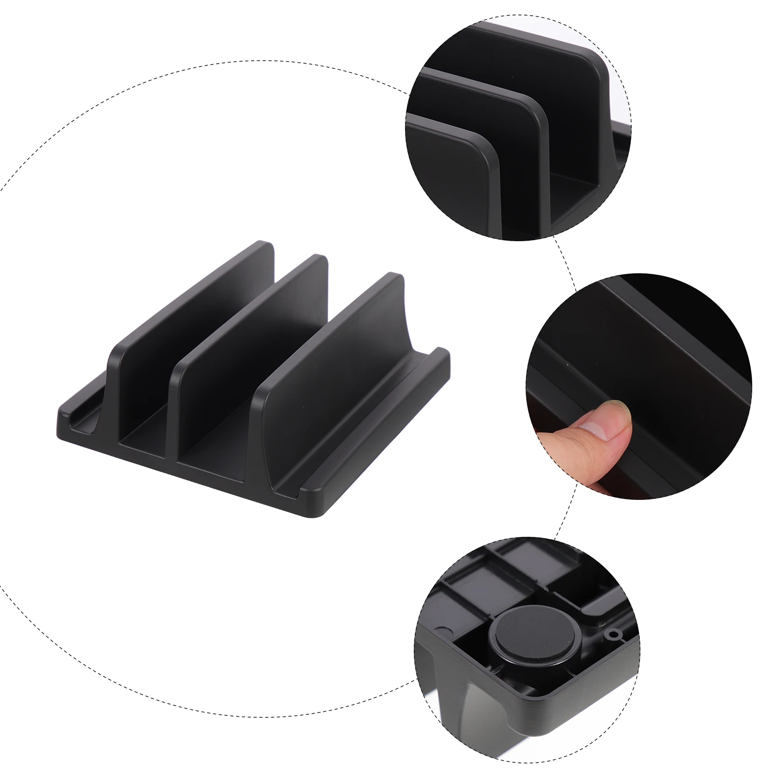 

Vertical Stand Dual Slot Plastic Notebook Holder Non-Slip Design Space Saving Desktop Organizer For Home Office Laptop