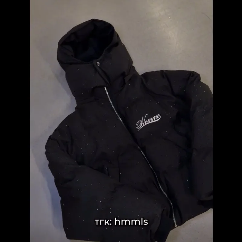 Harajuku الشتاء الرجال سترة مبطنة سميكة معطف دافئ النمط الأمريكي الرجعية زمم ملابس خارجية ملابس الشارع الشهير موضة الاتجاه الجديد