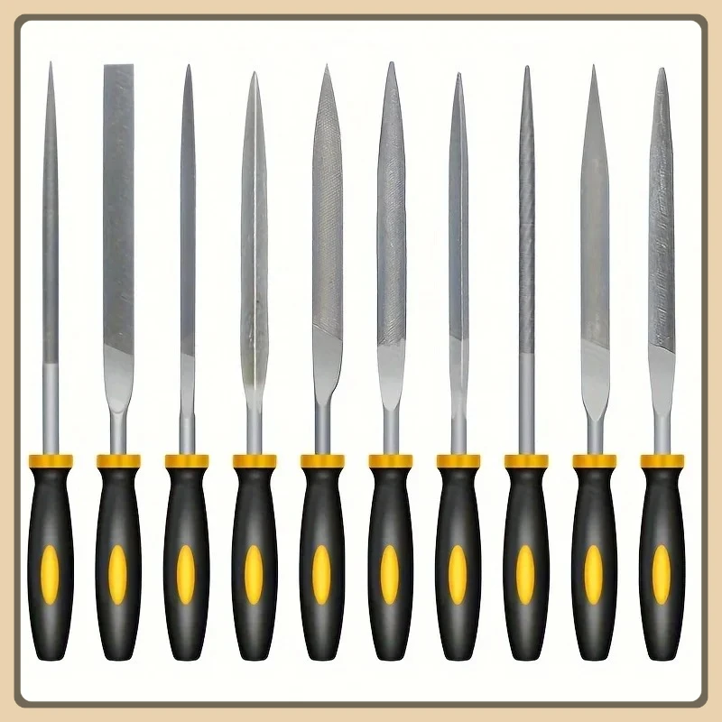 Equipado con mango ergonómico antideslizante, apto para lijar madera y plástico. Juego de archivos con asas de plástico.