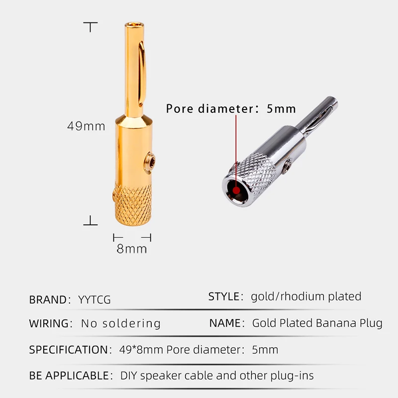 YYTCG 2 pary/4 szt. Złącze wtykowe bananowe odporne na korozję złącze bananowe do Audio wideo głośnik wzmacniacz gniazda kablowego