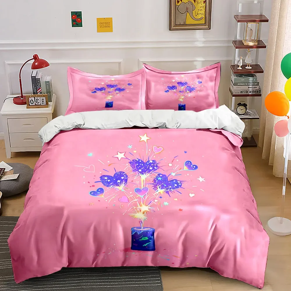 

Romantic Sparkle Decor Set Soft Comfortable Duvet Cover Bedding Set Included 1*Duvet Cover & 2*Pillowcases, gift