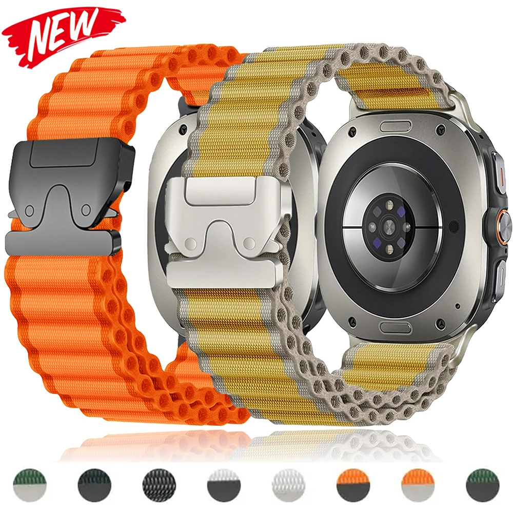 Neues Nylonarmband für Samsung Galaxy Watch Ultra 2022, atmungsaktives Sportarmband für Galaxy Watch Ultra 47 mm Fallschirm-Schnallenarmband