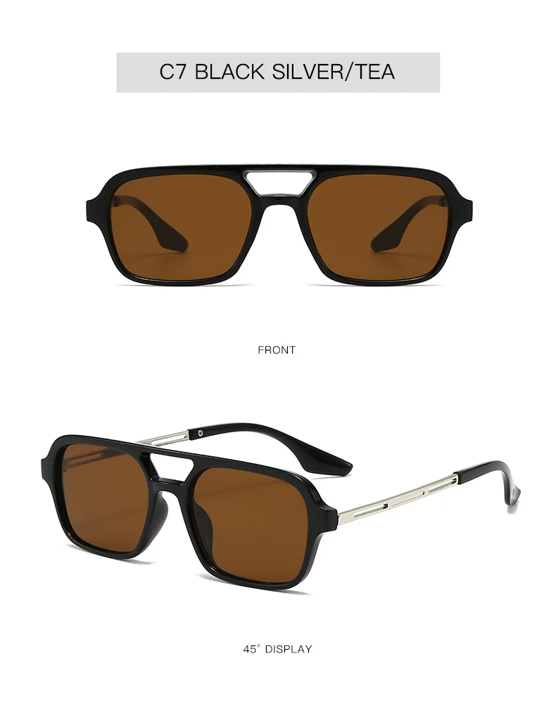 Neue Vintage Quadratische Sonnenbrille für Damen und Herren Marken-Rechteck-Sonnenbrille Ovale Brillen für Männer und Frauen – Detail 12
