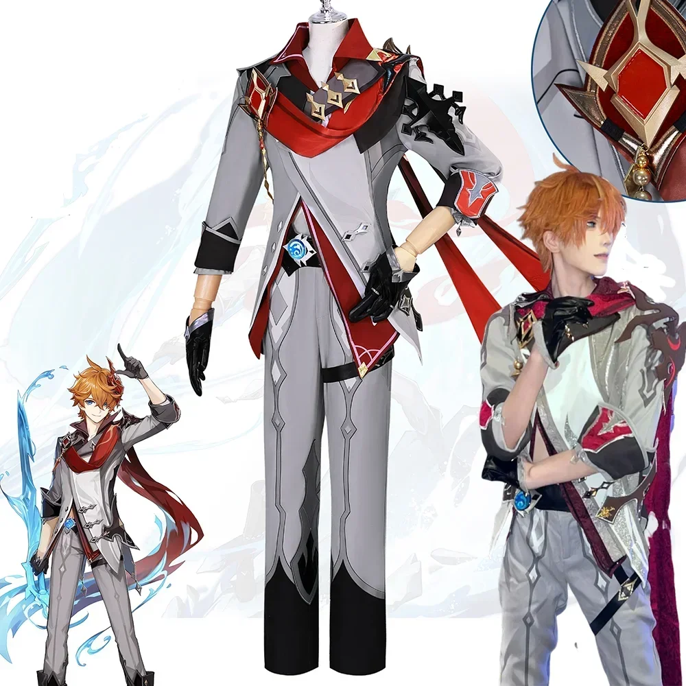

Genshin Impact Tartaglia Childe Cosplay Costume Uniform Wig Cloak Full Set Halloween Comic Con Anime Stage Performance Events