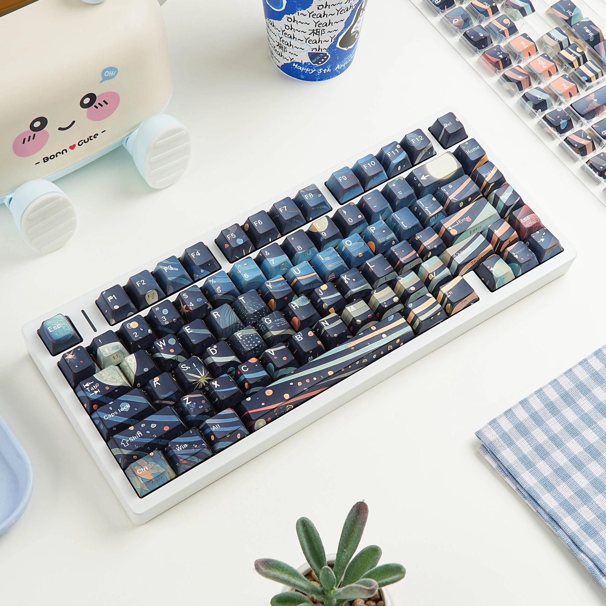 Korean Japanese Spanish Stary Sky Shadow Keycap PBT Arabic French Russian Cherry Profile 137 Key Caps Mechanical Gamer Keyboards