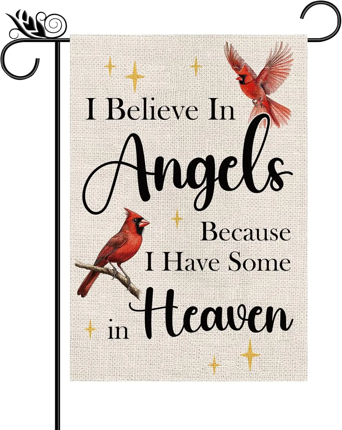 Memorial Garden Flag Cardinal I Beluieve in Angel Burlap Vertical Double Sided Flags for Home Outside Outdoor Yard Decoratio hhz