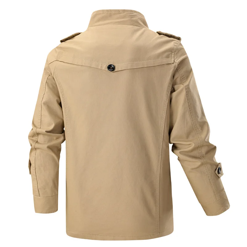 2025 Spring and Fall fashion multi-pocket men's coat Pure cotton outdoor casual trend loose plus size jacket