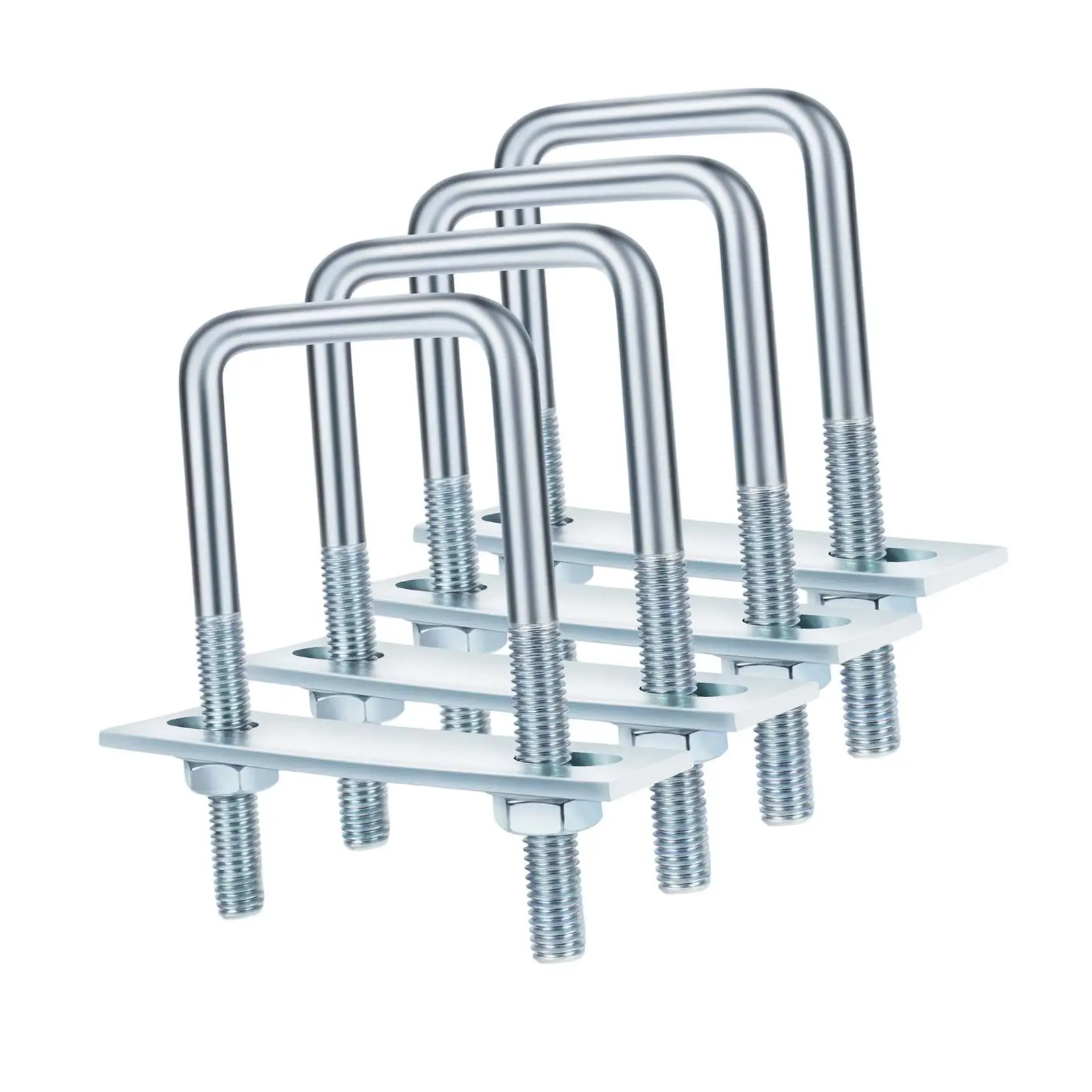 Square U Bolts Set with Plate Nuts Washers Galvanized for Industrial Automotive Manufacturing Applications