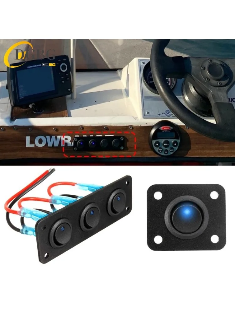 Panneau d'interrupteur universel à bascule, accessoires de style LED bleus, USB, voiture, bateau, marine, montres, camion, 12V, 1-4 gangs