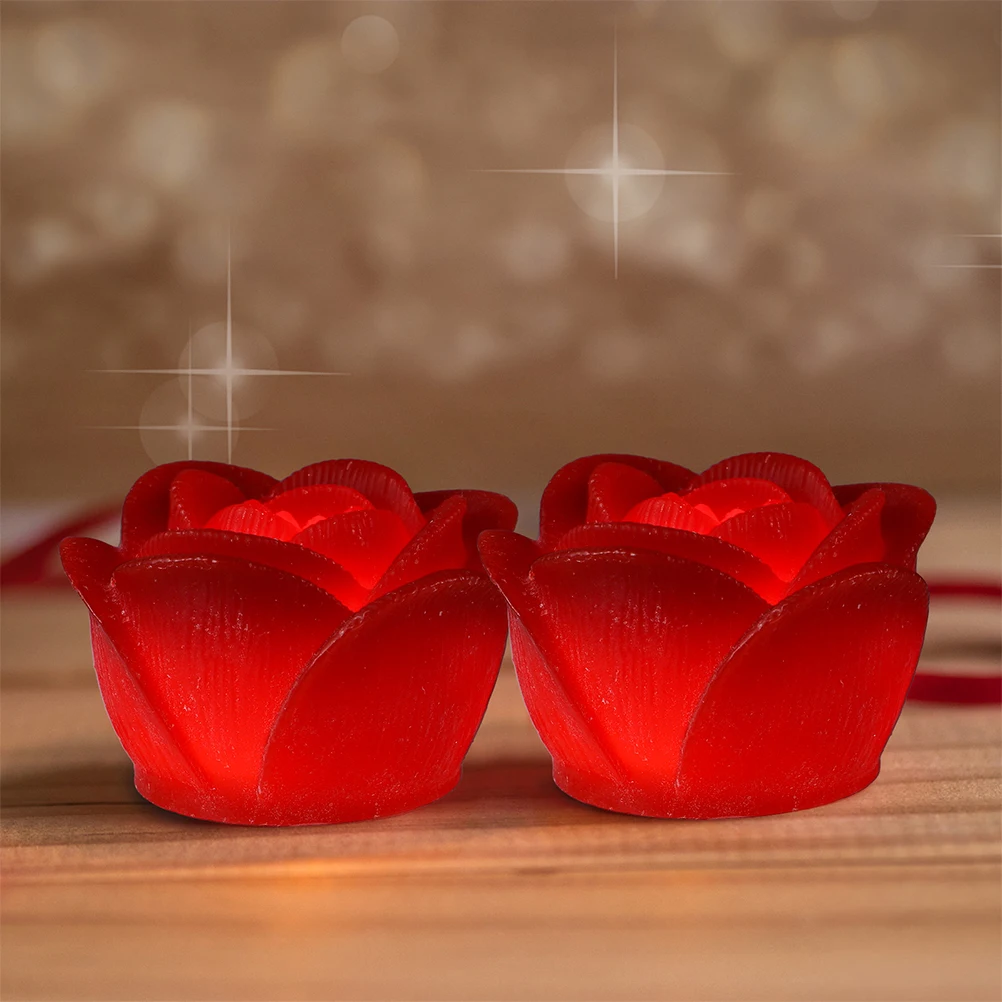 

4 Pcs LED Lights Rose Floating Candles for Home Scented Warm Wedding Decor