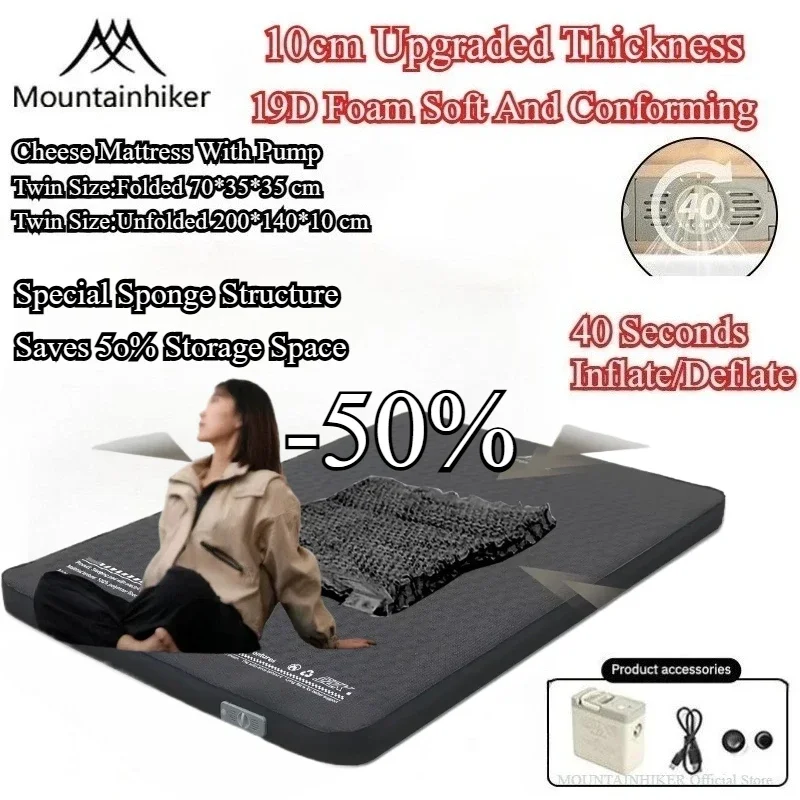 

Mountainhiker New Inflatable Mattress Upgrade Edition 10CM High Comes with Storage Bag Portable Camping Sleeping Pad Mat