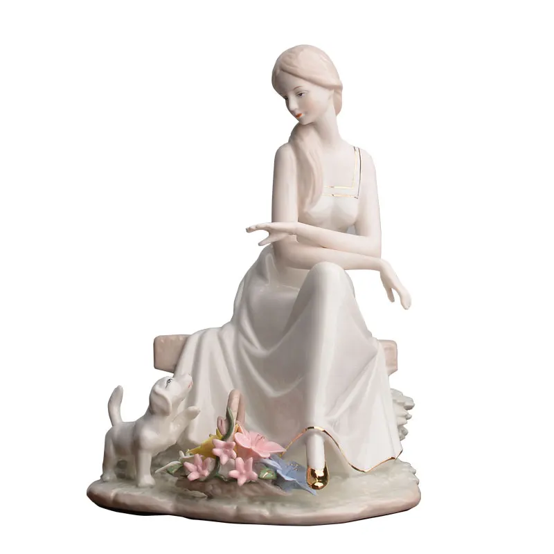 European Style Ceramic Figurine Western Beauty Living Room Wine Cabinet TV Cabinet Home Decoration view 5