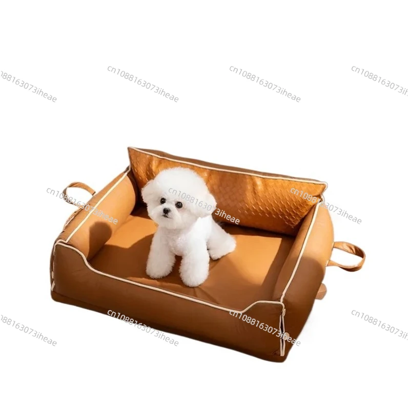 New Luxury Pet Bed: All-Season Design with Latex Backrest, Square Orthopedic Cushion for Small Medium Dogs, Premium Dog Bed
