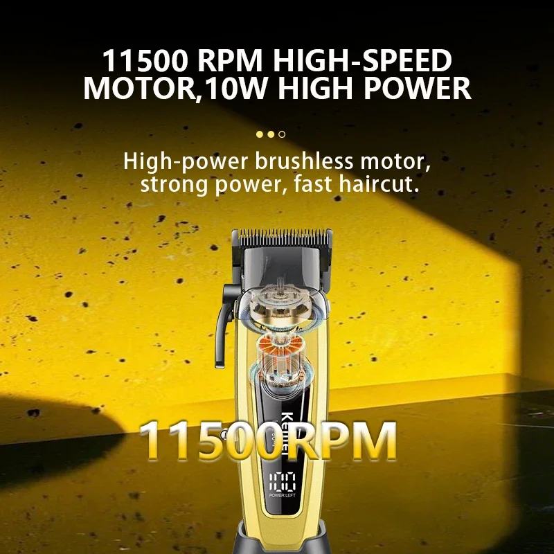 Kemei KM-90-4 Professional Cordless Hair Clipper High-Speed Brushless Motor Salon-Grade Hair Trimmer Kemei Hair Clipper for Men