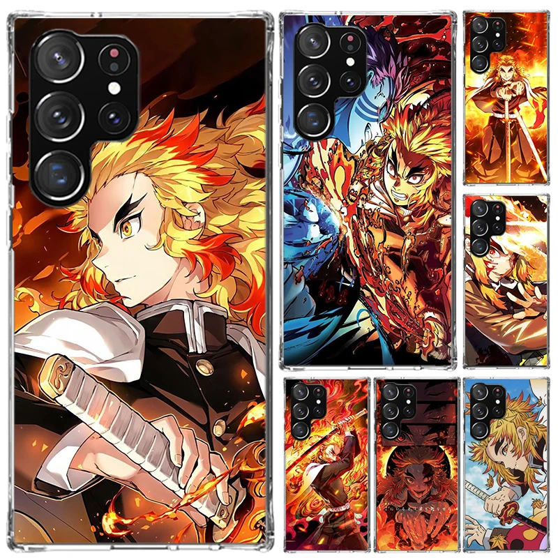 Demon Slayer Rengoku Kyoujurou Phone Case for Samsung Galaxy Note 20 Ultra 10 Plus 9 8 M12 M21 M30S M51 M52 J4 J6 + J8 Funda Pri