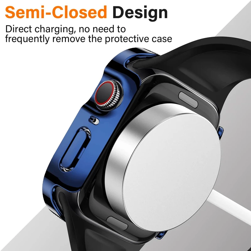 Case For Apple Watch 7 8 45mm 41mm 49mm 44mm 40mm straight edge Waterproof Screen Protector Cover Case iWatch 4 5 SE 6 7 8 Ultra