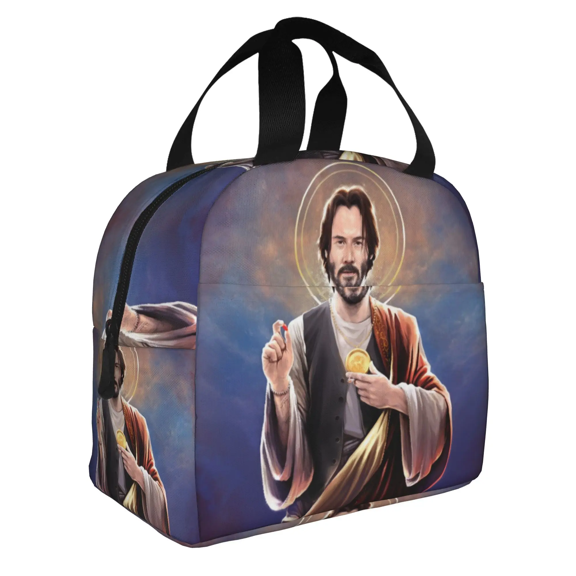 Saint Keanu Reeves Insulated Lunch Bag for Women Waterproof Sacred Heart Of Jesus Cooler Thermal Bento Box Beach Camping Travel