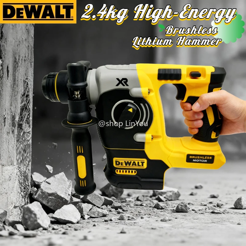 DEWALT DCH273 20V 6.0Ah Brushless Rotary Hammer SDS-Plus Chuck 0-1100rpm Stepless Speed 360° Handle for Concrete Drilling