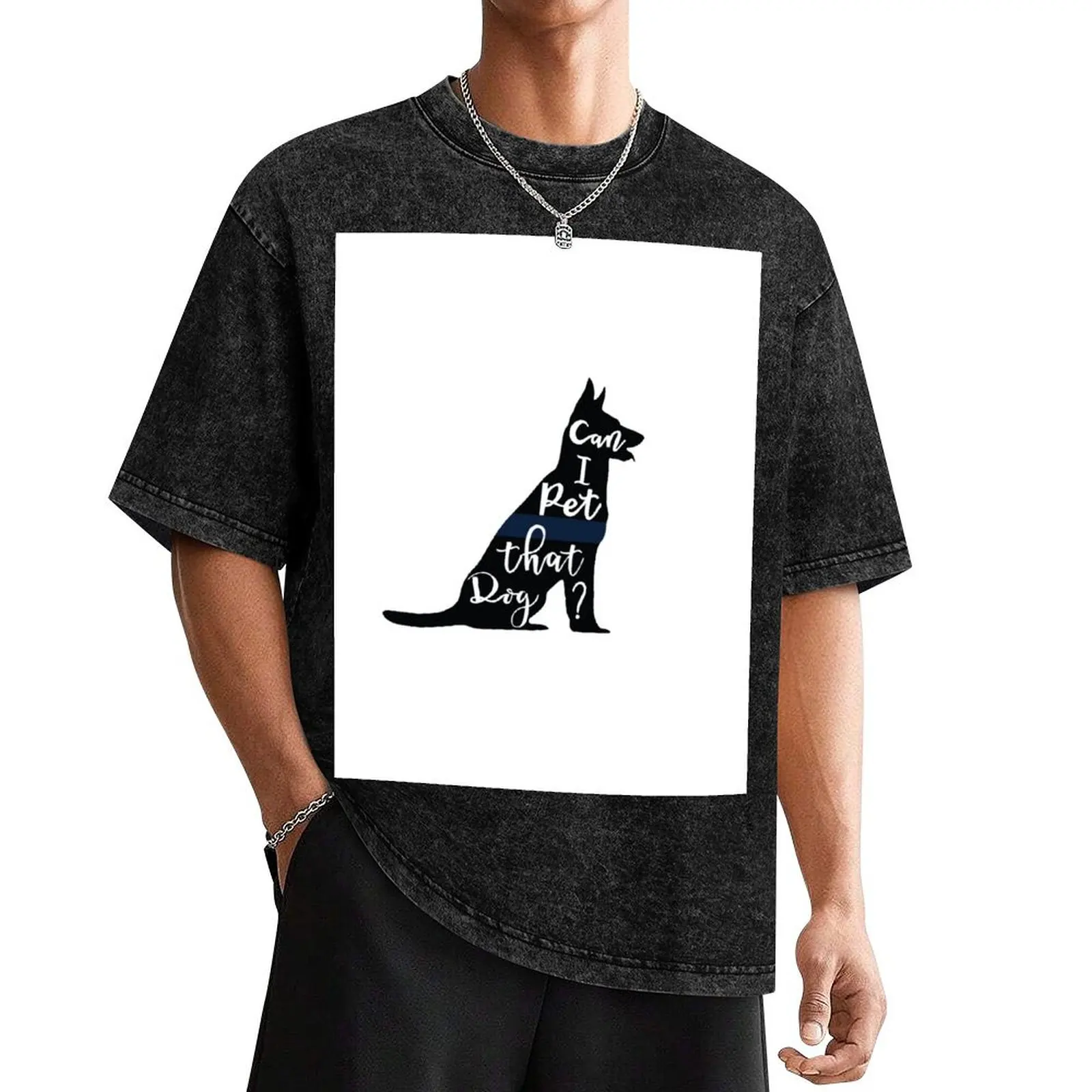 

K9 Officer - can I pet that dog T-Shirt oversized t shirt Funny t-shirt vintage t shirts blue archive clothing for men