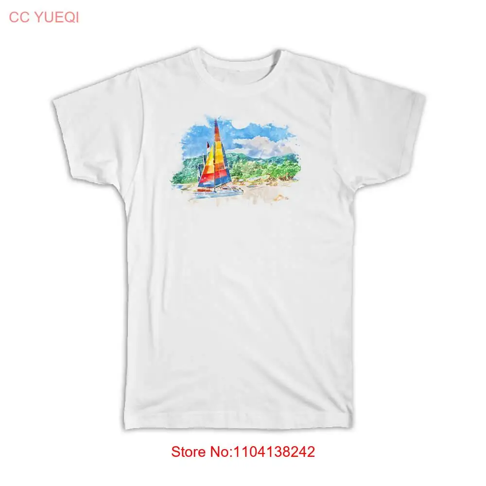 

Подарочная футболка: акварельная живописная рама парусной лодки