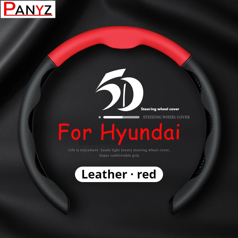 Genuine Leather Car Steering Wheel Cover Ultra-thin Breathable 38cm For Hyundai Genesis Ix35 KONA Encino Solaris Azera Santa Fe