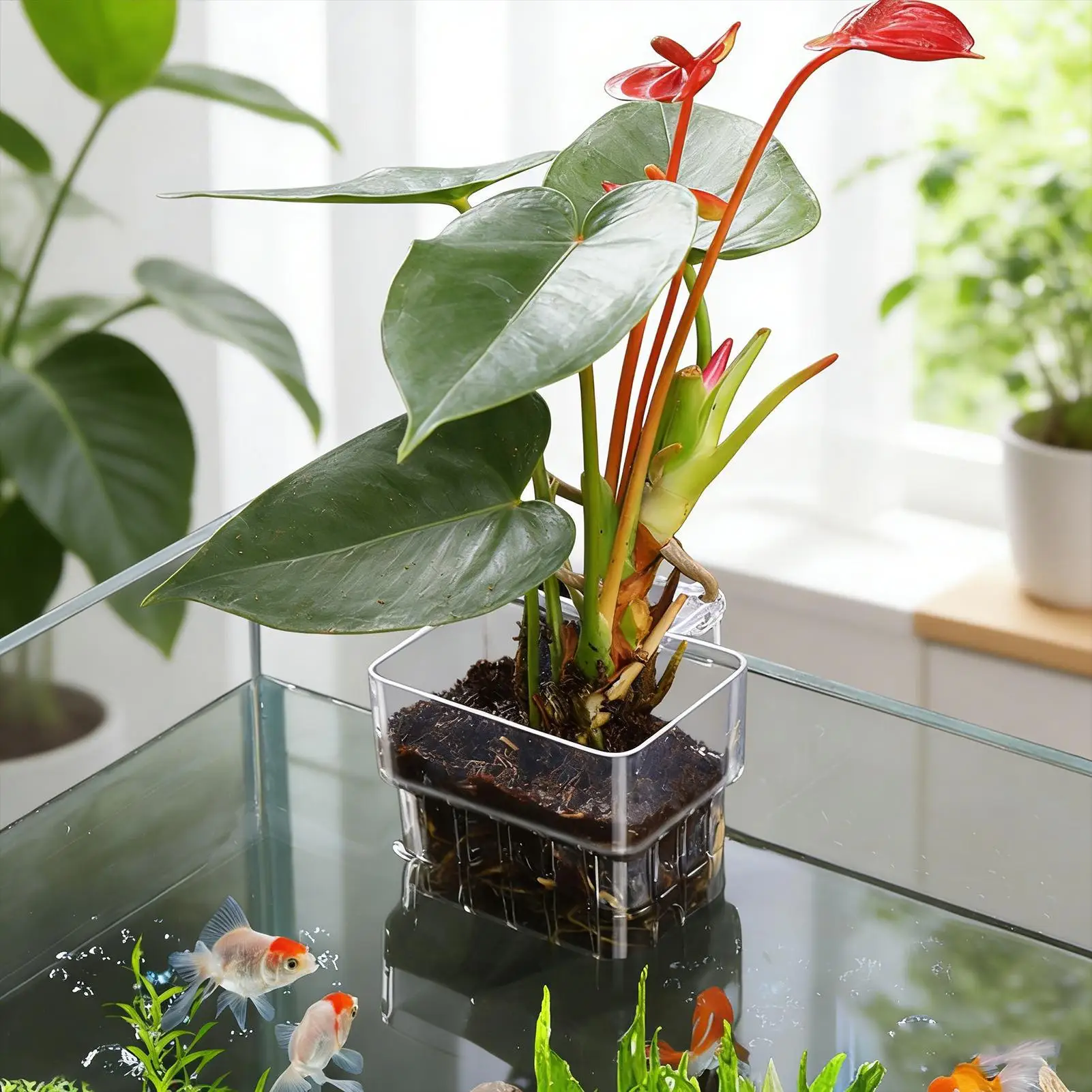 Transparent Pot Hanging Plant Holder For Fish Tank Aquatic Plant Cultivation Aquascape Decor Holder Cups Hydroponic System