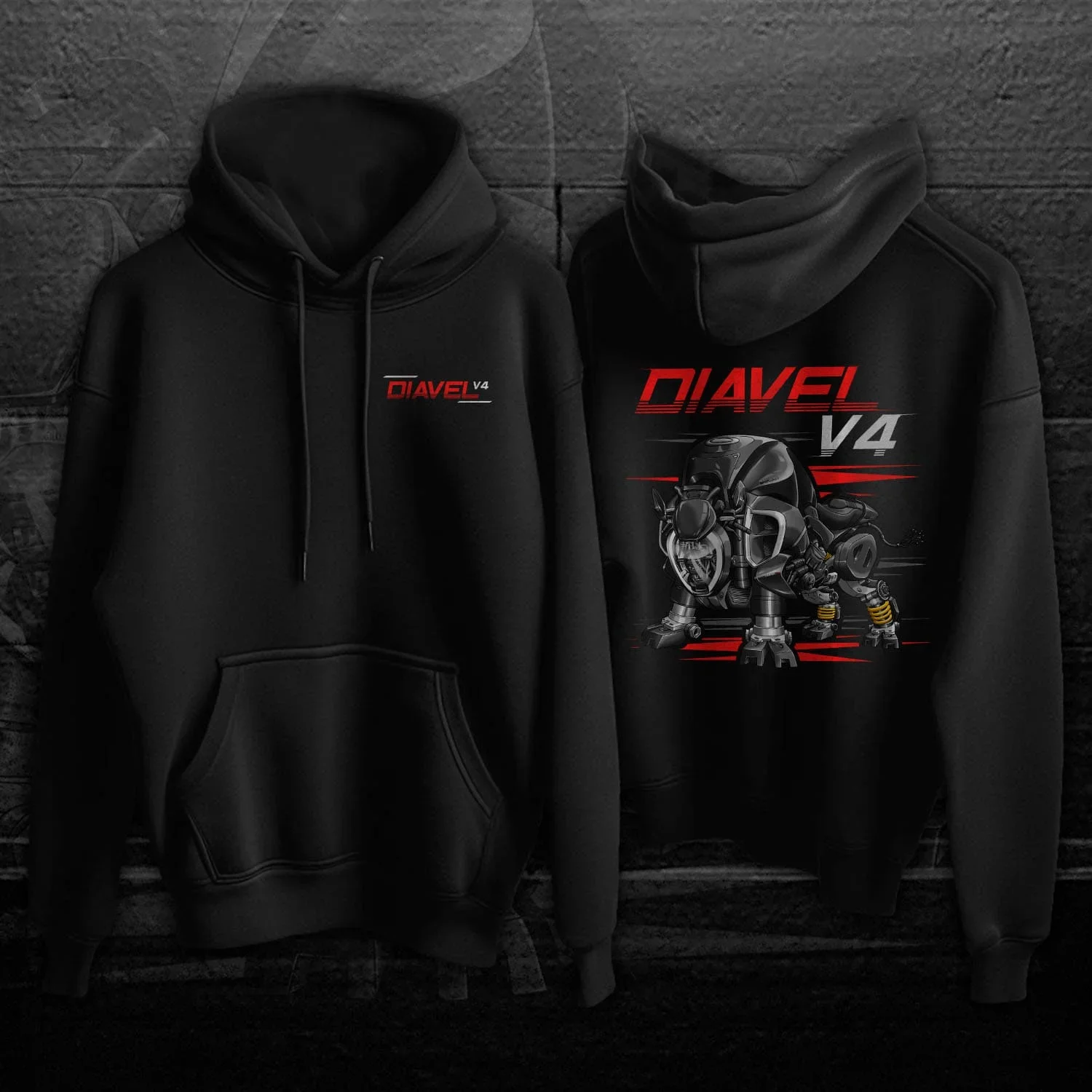 2023-2024 Models Italian Diavel V4 Motorcycle Bull Inspired Pullover Hoodie 100% Cotton Comfortable Casual Mens Rider Streetwear