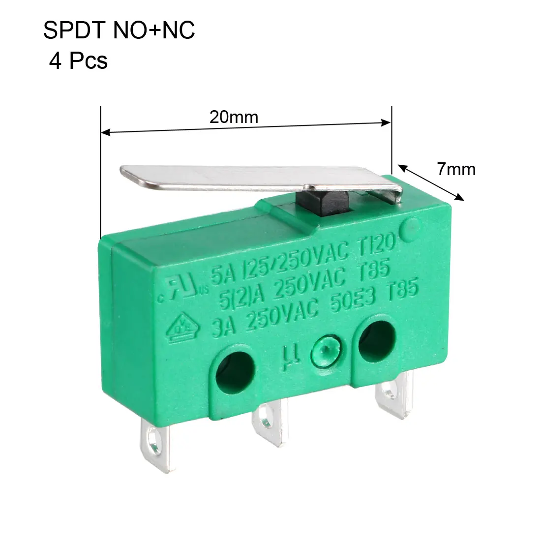 4PCS KW4-3Z-3 Micro Limit Switch SPDT NO NC 3 Terminals Momentary Short Straight Lever Type Microswitch for Automatic Machine