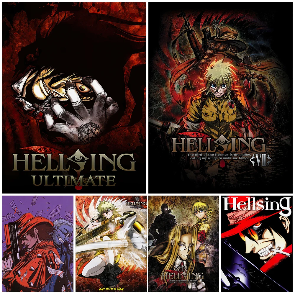 Alucard And Seras Victoria Animation Wall Art Canvas Painting Hellsing Vampire Of Hell Poster Prints Home Decoration Unframed