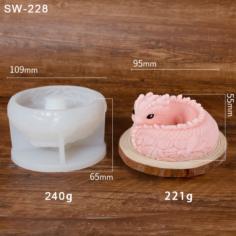 Cute Dragon Candle Silicone Mold DIY Pudding Dessert Mousse Cake Mold Handmade Aromatherapy Gypsum Soap Candle Making Mould