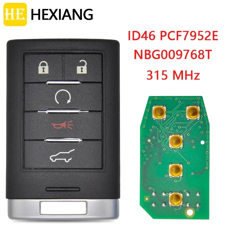 

HE Xiang Car Remote Control Smart Key For Cadillac SRX CTS XTS DTS 2010-2014 ID46 PCF7952 315/433MHz Replacement Keyless Entry