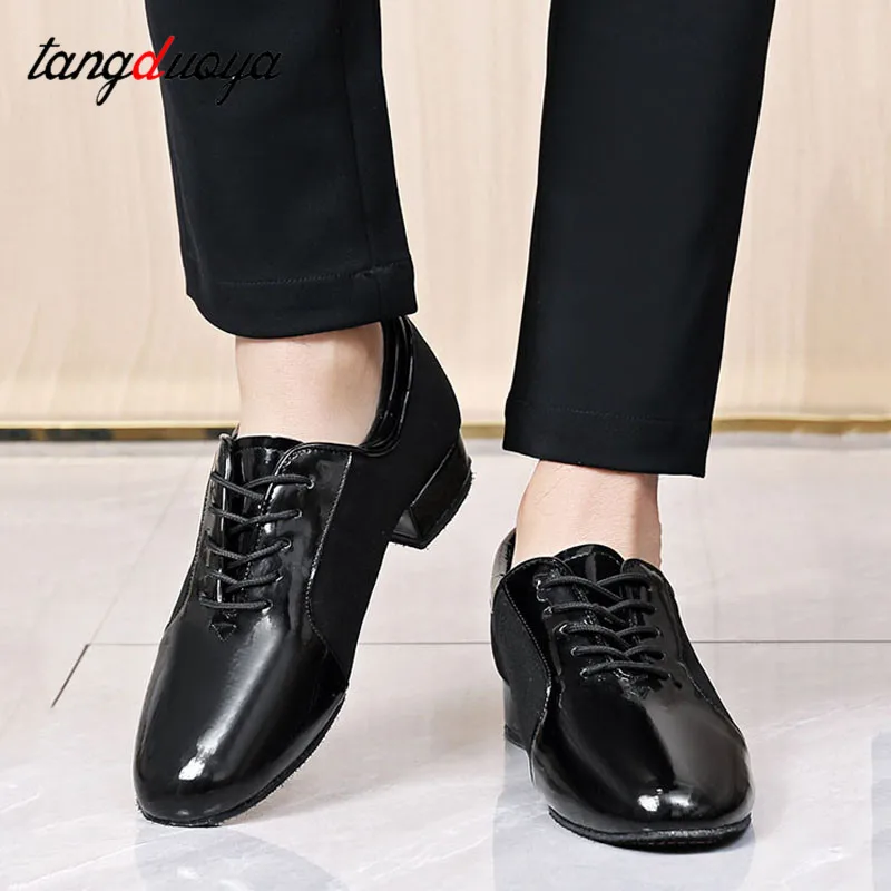 Zapatos de baile estándar para hombre, calzado de salón transpirable de tacón bajo, suela suave, zapatos de práctica de Tango, calzado deportivo de baile moderno