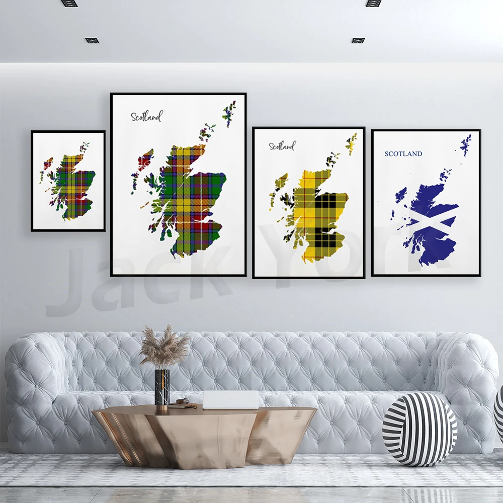 Scottish Tartan Print, Clan Tartan Scottish Map Print , Tartan Wall Art, Scottish Tartan Wall Print,Scotland, Scottish