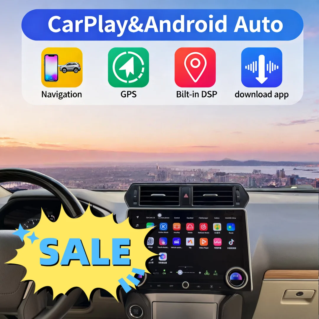 

13,3-дюймовый автомобильный радиоприемник с CarPlay и Android для Toyota Land Cruiser Prado 2010-2023, мультимедийный проигрыватель, GPS-навигация
