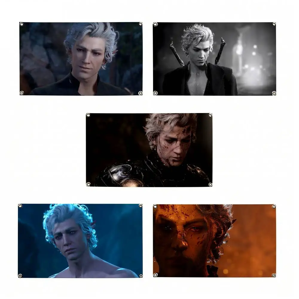 1oc لعبة أنيمي Astarion Baldur بوابة العلم لافتات أربعة حفرة العلم البوليستر ديكور خارجي غرفة الجمالية