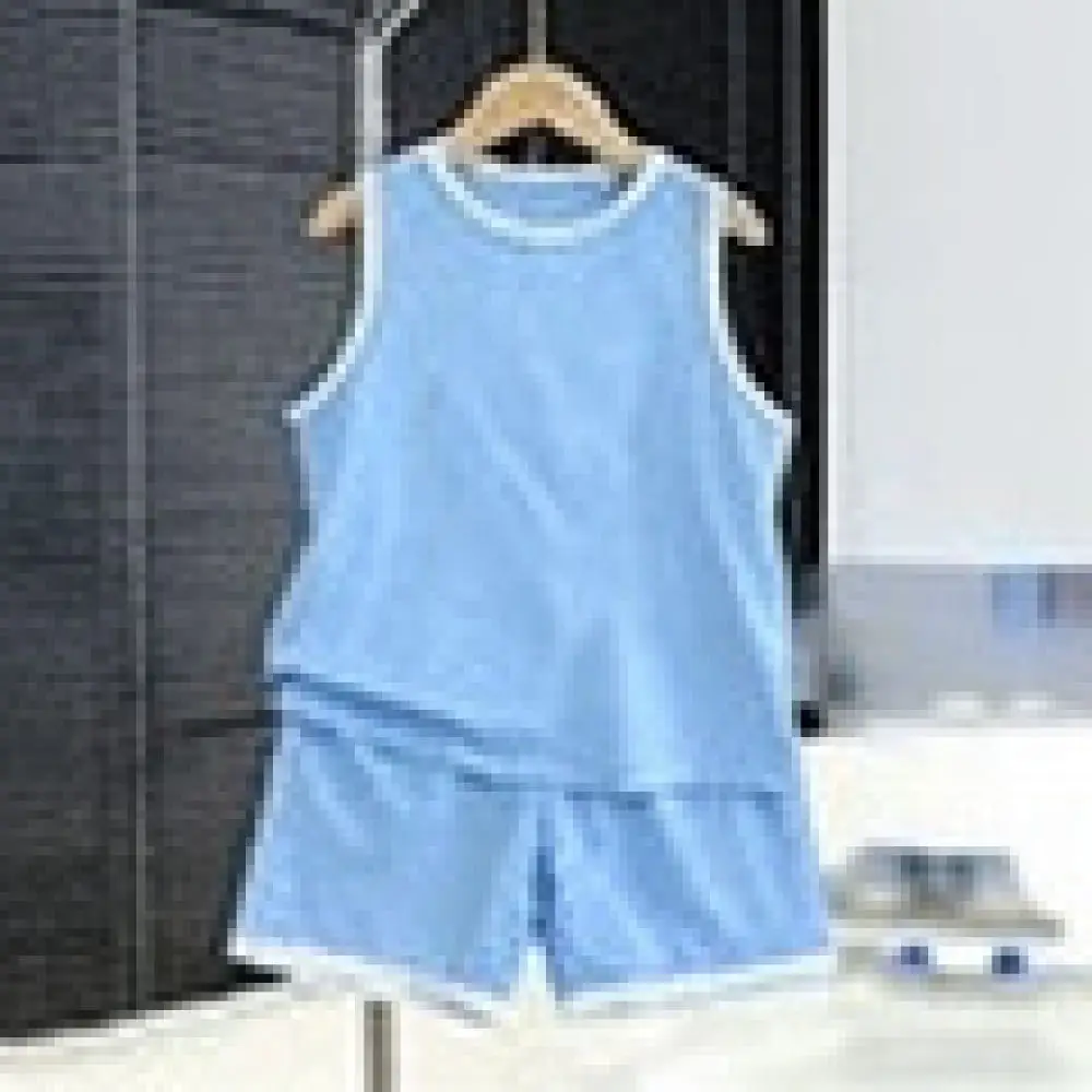 Boys Summer Casual Sports Set Sleeveless Vest Shorts Breathable Athletic Clothing Kids Quick Dry Basketball Uniform Suit