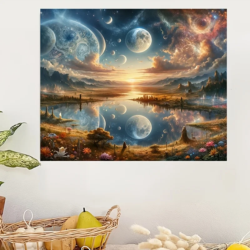 

500/1000/1200/2000PCS Puzzles for Adults Starry Sky Lake Fantasy Landscape,Jigsaw Puzzles Brain Challenge Game Gift Home Decor