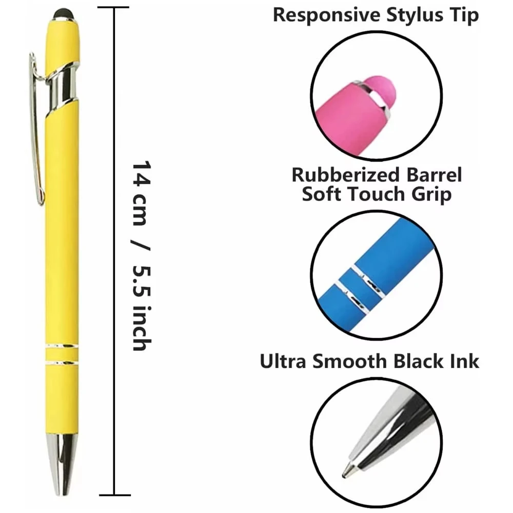 5-10Pieces Ballpoint Pen with Stylus Tip, Metal, 2 in 1 Stylus Ballpoint Pen 1.0 mm Black Ink for Smartphone, Table image 2