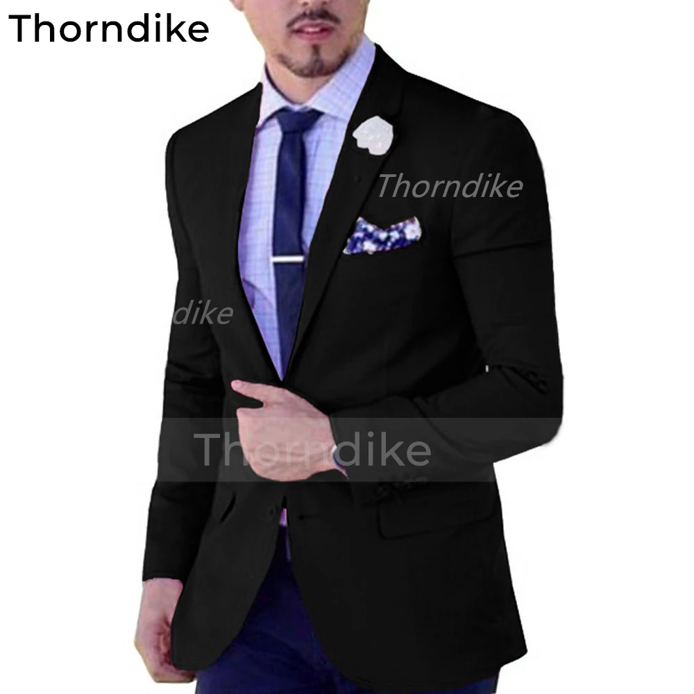 Thorndike Notch Lapel Costume Homme Men's Suit 2 Pieces Casual Business Tuxedos Tailcoat Groomsmen For Wedding (Blazer+Pants)