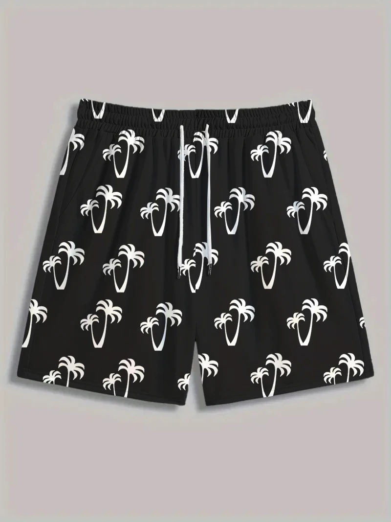Men's Coconut Tree Tropical Plant Swim Shorts Shorts Mid-Rise Hawaiian Beach Mesh Beach Shorts