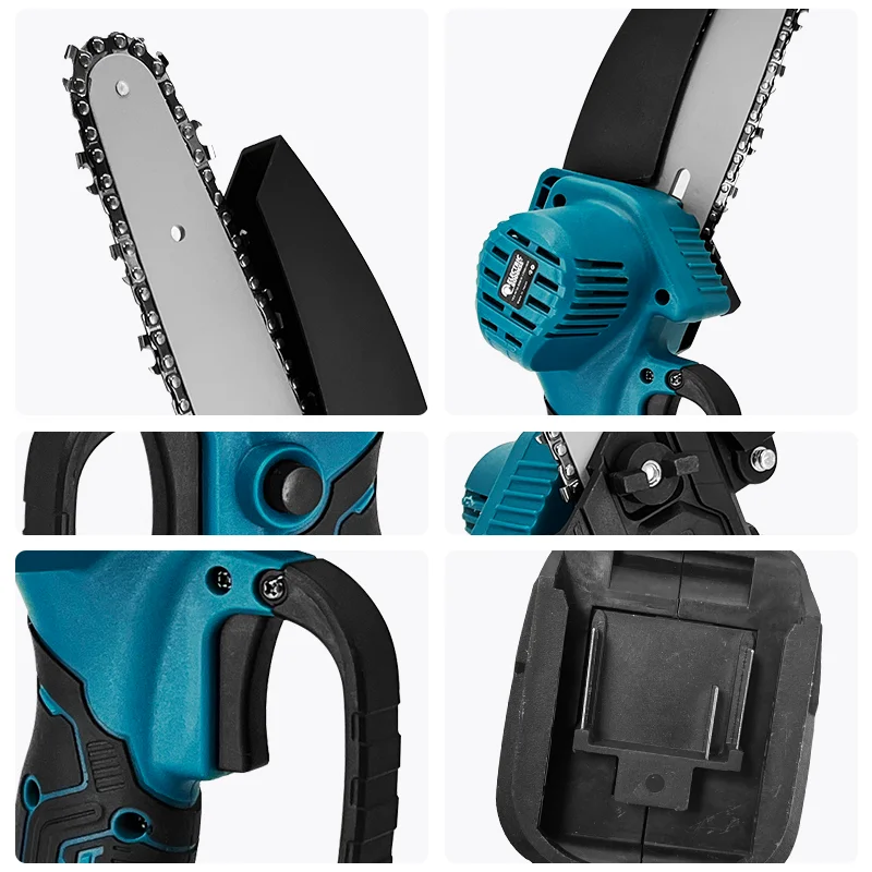 Brushless 1700RPM 6 Inch Mini Cordless Electric Chainsaw One Hand Portable Electric Saw For Makita 18V Battery Pin (No Battery)
