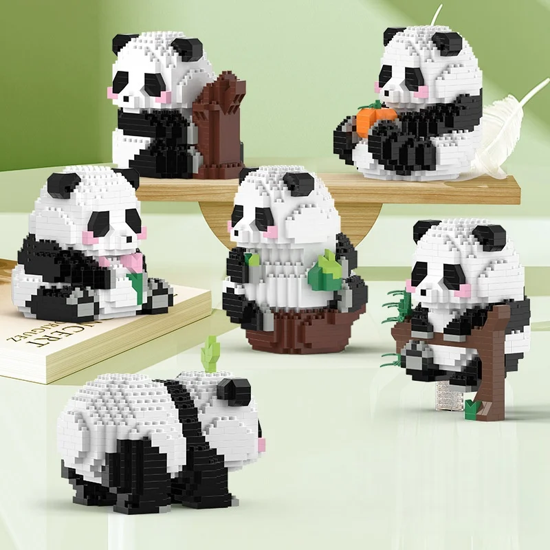 ​ 새로운 18가지 스타일 판다 마이크로 블록 조립 세트 귀여운 판다 동물 모델 키트 DIY 조립 블록 어린이 생일 크리스마스 선물