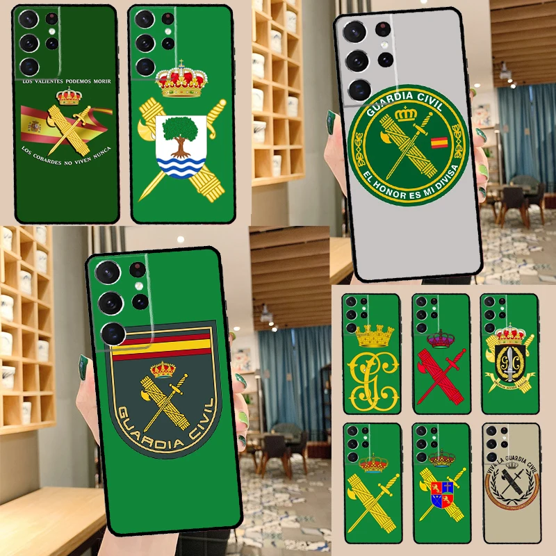 شعار الحرس المدني الاسباني قضية الهاتف لسامسونج غالاكسي S22 S23 S21 S20 FE الترا S8 S9 S10 زائد نوت 10 20 الترا الغلاف